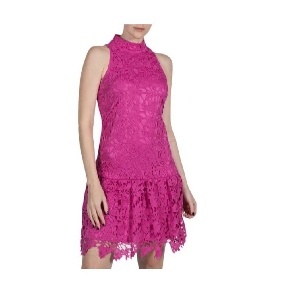 Julia Jordan Ruffle‎ Neck & Hem Floral Knit Lace Dress| Women NWT $149 Size 10